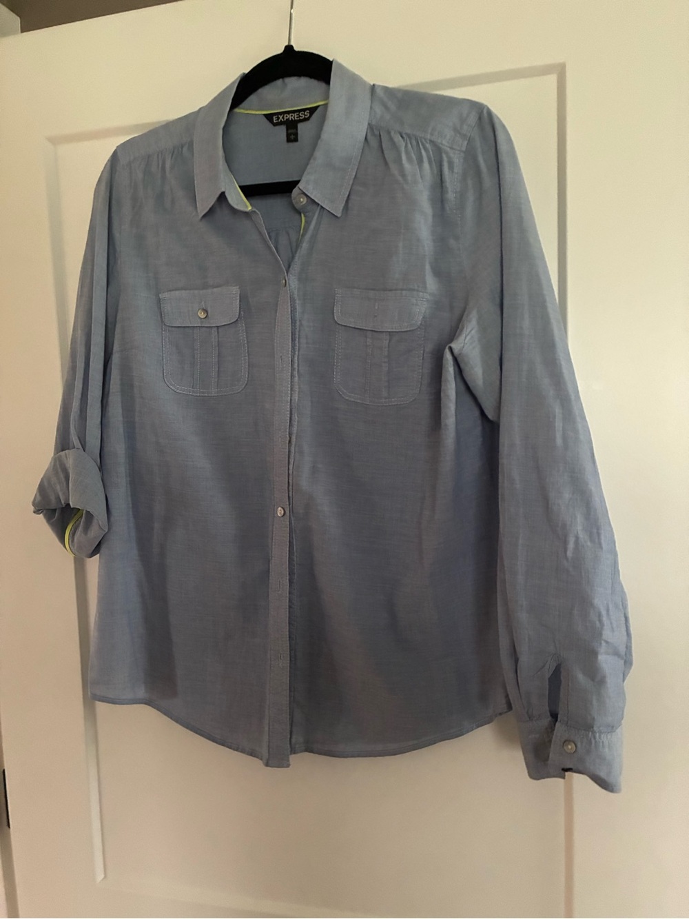 Express Light Blue Button-Up Blouse